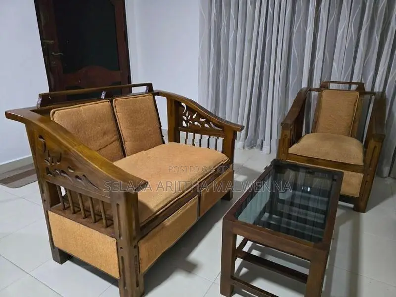 Wooden Living Room Sofa Set With Coffee Table