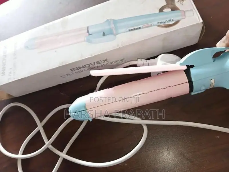 Innovex 2-In-1 Hair Curler With Straightener – Pink Blue (Iron)