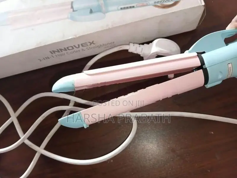 Innovex 2-In-1 Hair Curler With Straightener – Pink Blue (Iron)