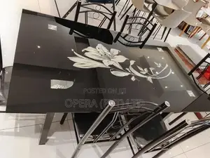 Restaurant Dining Table Set – Glass Top with 6 Chairs