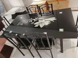 Restaurant Dining Table Set – Glass Top with 6 Chairs
