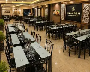 Restaurant Dining Table Set – Glass Top with 6 Chairs