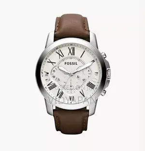 Fossil FS4735 Grant Chronograph White Dial Leather Strap Men's Watch