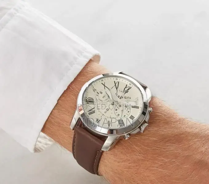 Fossil FS4735 Grant Chronograph White Dial Leather Strap Men's Watch