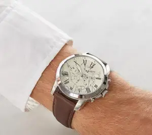 Fossil FS4735 Grant Chronograph White Dial Leather Strap Men's Watch