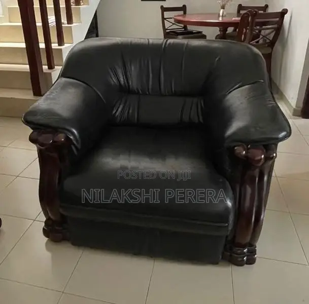 3 Piece Black Leather Sofa Set