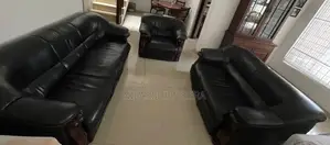 3 Piece Black Leather Sofa Set