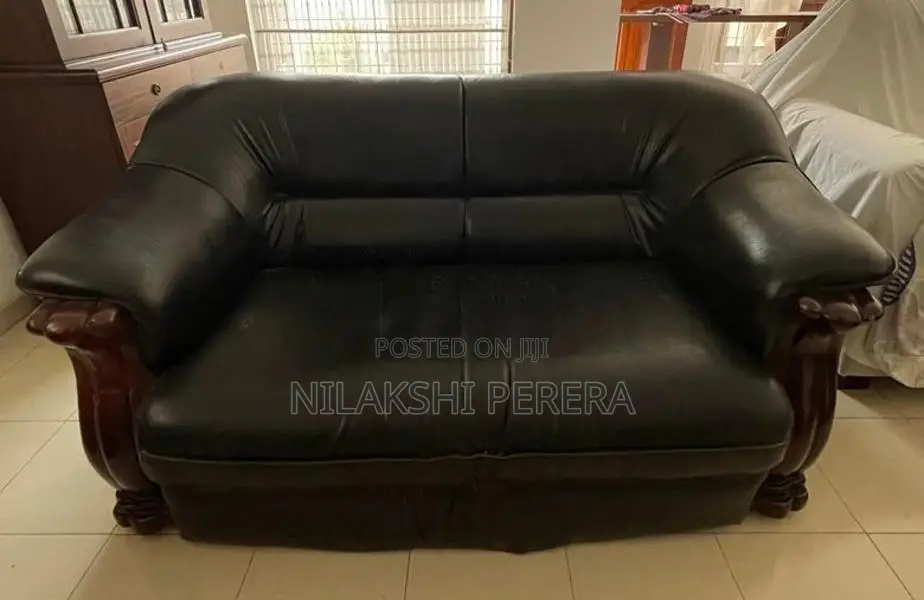 3 Piece Black Leather Sofa Set