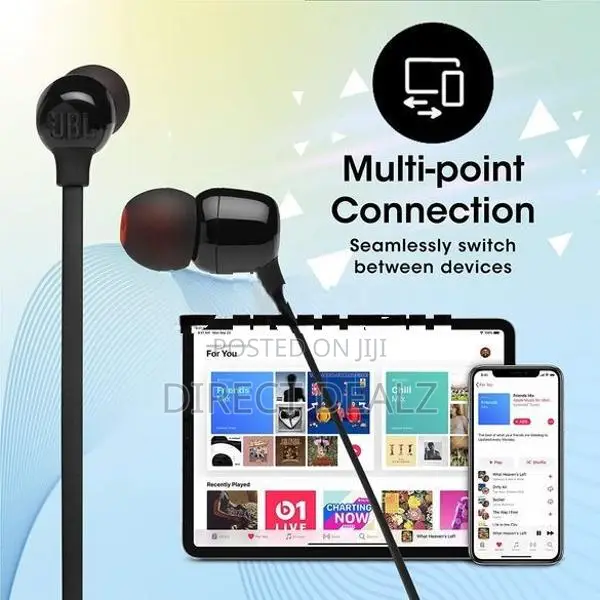 JBL Tune 125BT Wireless Bluetooth in-Ear Earphones - Black & White