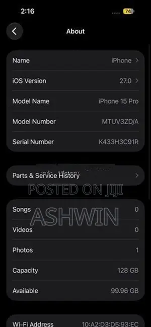 Apple iPhone 15 Pro 128GB (Used)