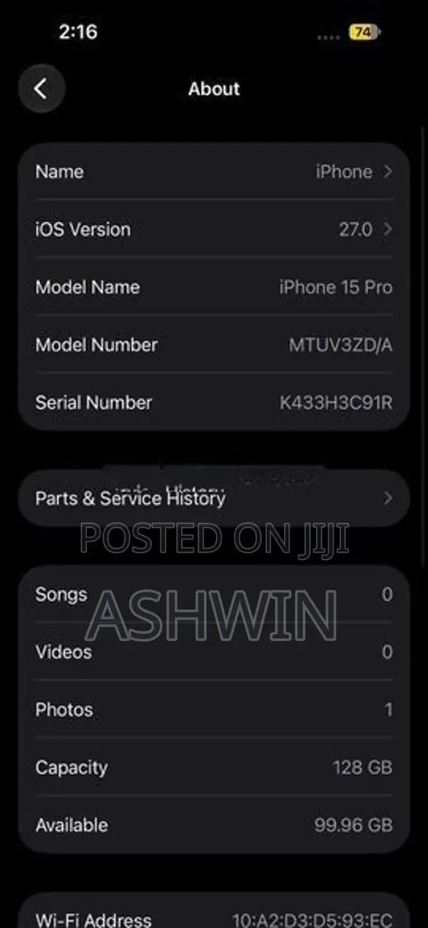 Apple iPhone 15 Pro 128GB (Used)