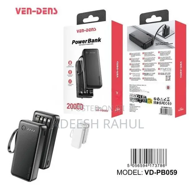 Vendens 2000mah Power Bank With Cable