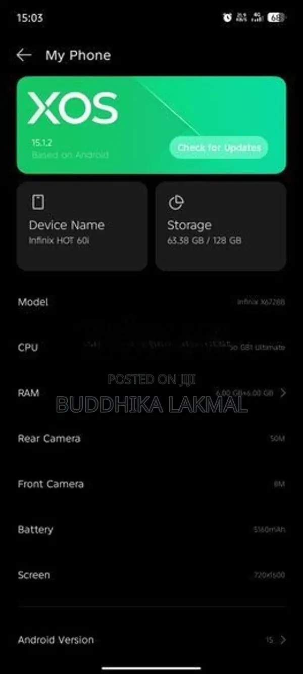 Infinix Hot 60i 128GB (Used)