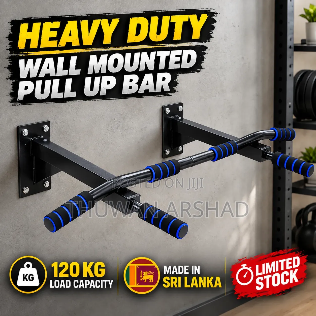 Wall Mounted Pull Up Bar 120kg Body Weight Heavy Duty Fitness Bar