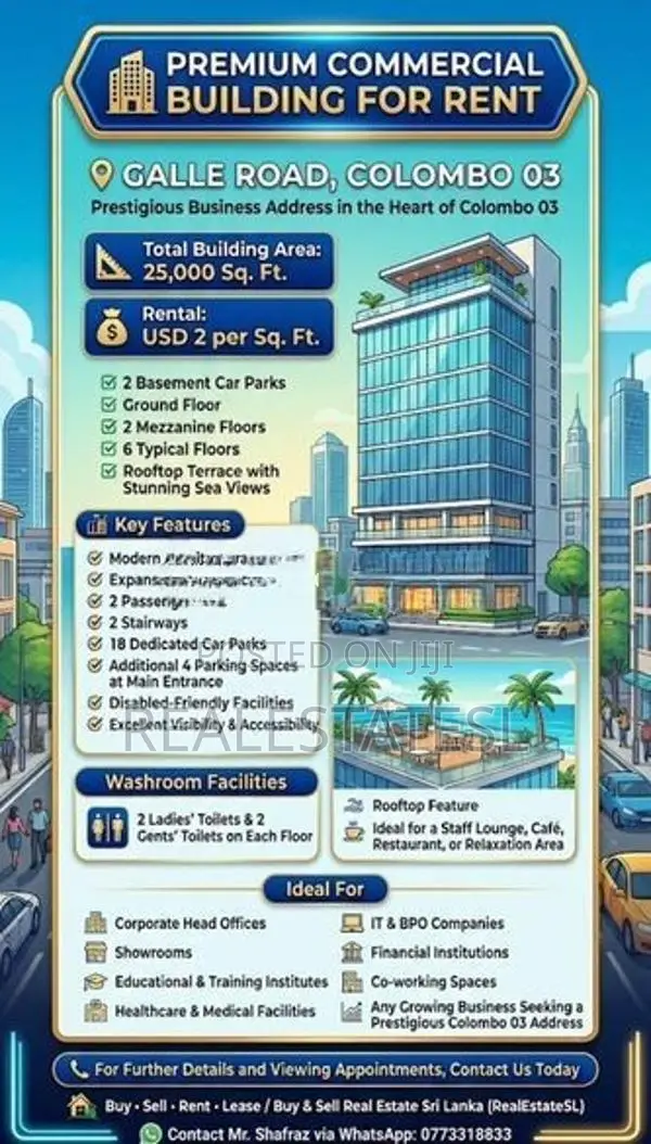 Prime 25000 Sqft Commercial Building for rent at Colombo 3