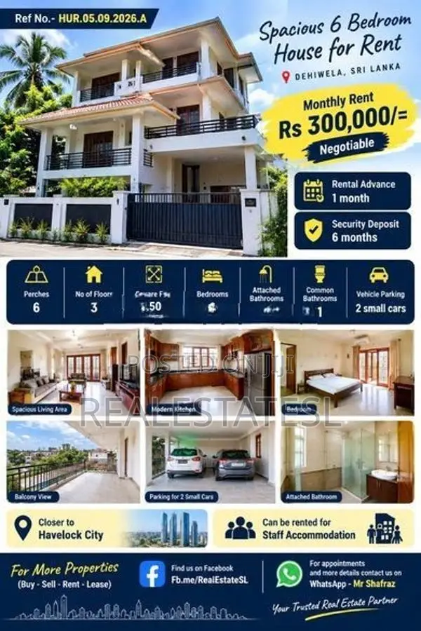 6 Bed House for rent at Kalubowila Dehiwela
