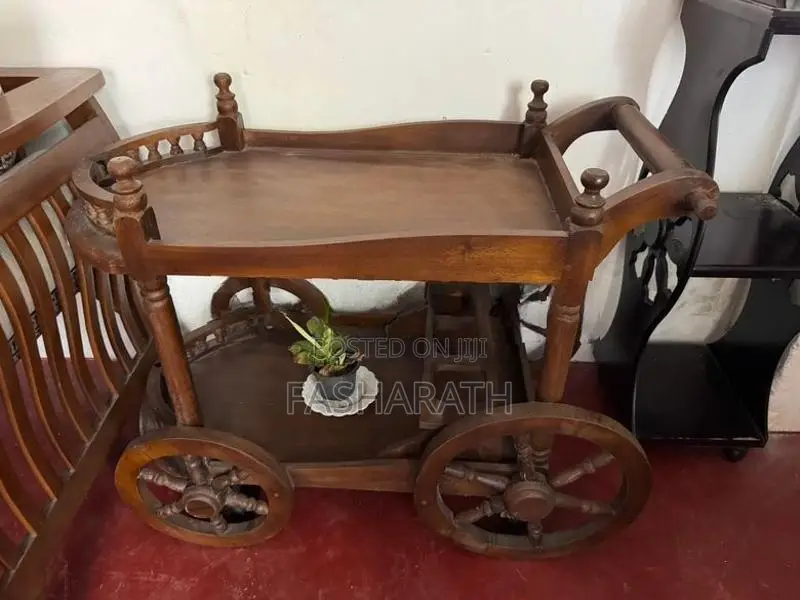 Wooden Serving Trolley With Wheels