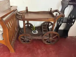 Wooden Serving Trolley With Wheels