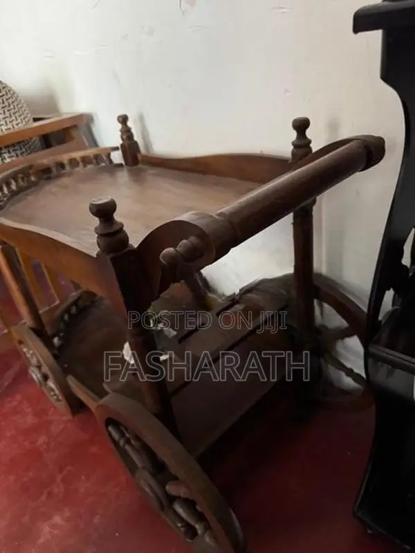 Wooden Serving Trolley With Wheels