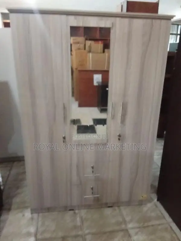 3 Door Melamine Wardrobe/cupboard (ash/black/white/teak) (MC-6)
