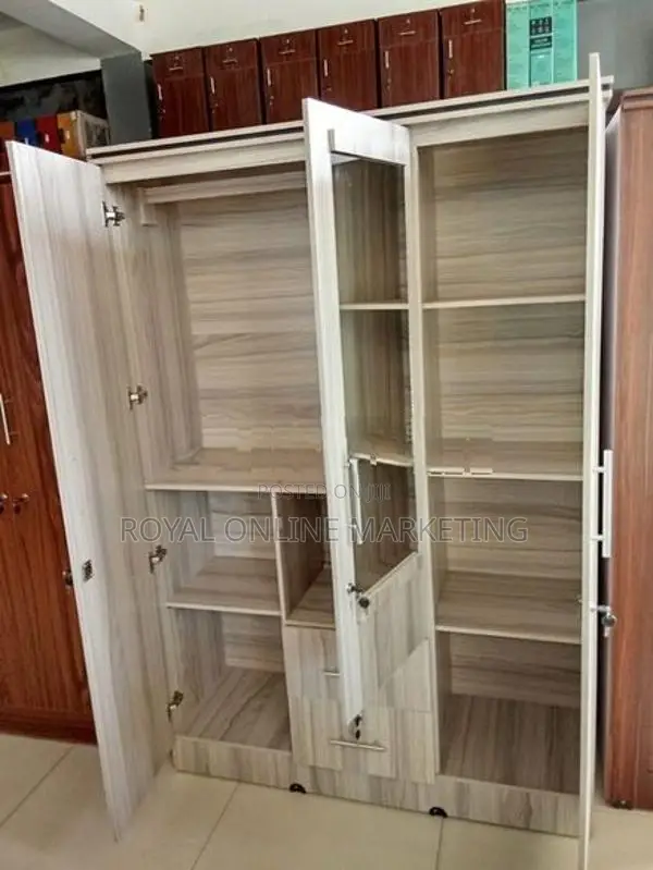 3 Door Melamine Wardrobe/cupboard (ash/black/white/teak) (MC-6)