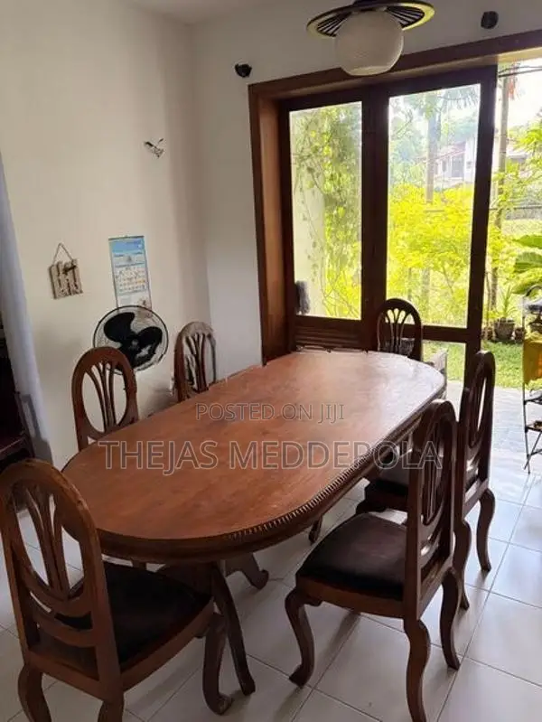 Solid Teak Dining Table with 6 Chairs (7ft Oval)