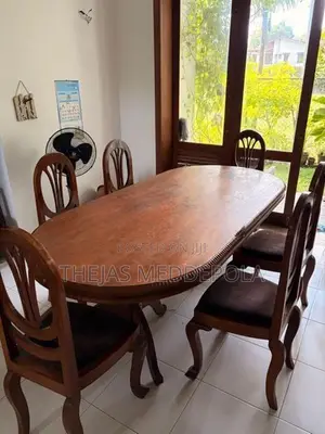 Solid Teak Dining Table with 6 Chairs (7ft Oval)