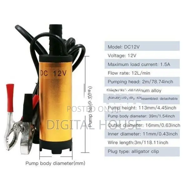 Pump Submersible Water \ Petrol Oil Transfer 12v - new