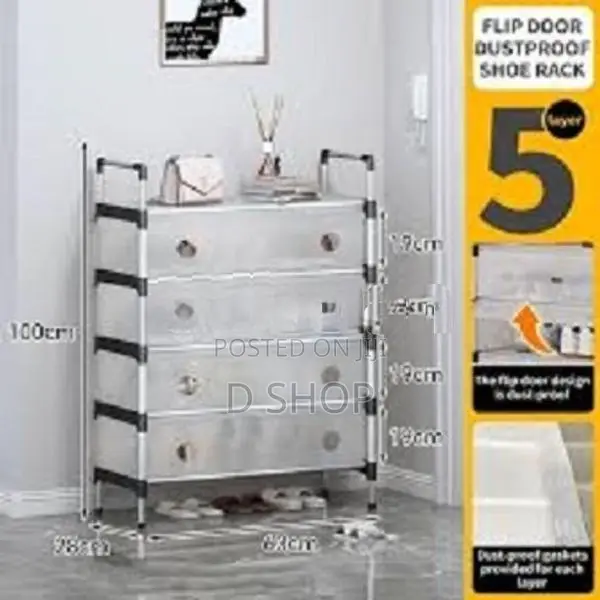 5 Layer Shoe Rack Lightweight Dust Shoes Storage