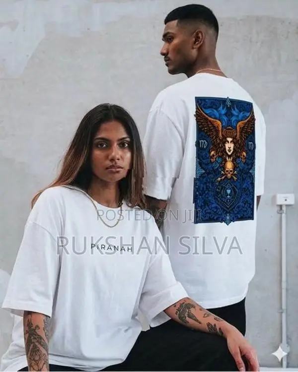 Unisex Back Printed T Shirts Black/White