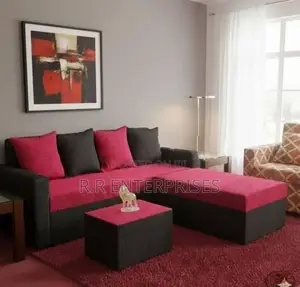 New Red/Black Budget Sofa Set With Stool pillow .