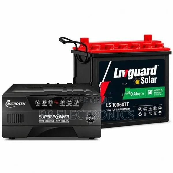 MICROTEK Pure Sine Wave Inverter + Livguard 100Ah Solar Battery