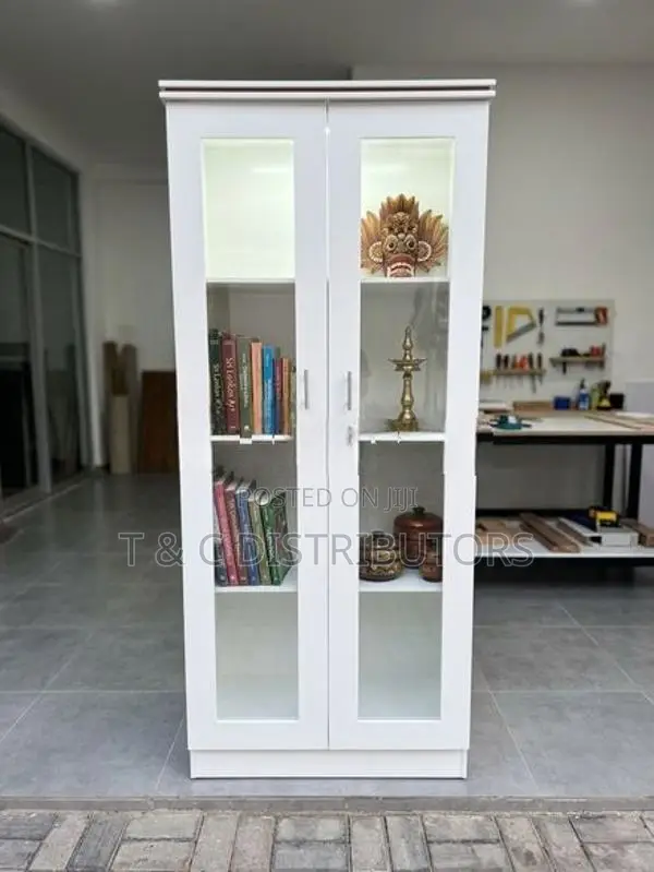 White Glass Melamine Book Cupboard