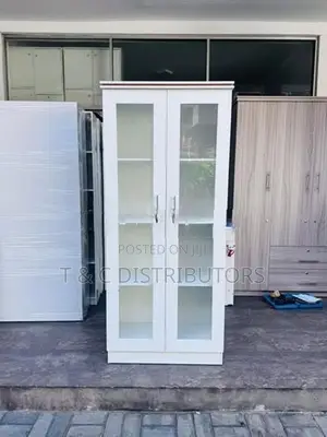 White Glass Melamine Book Cupboard