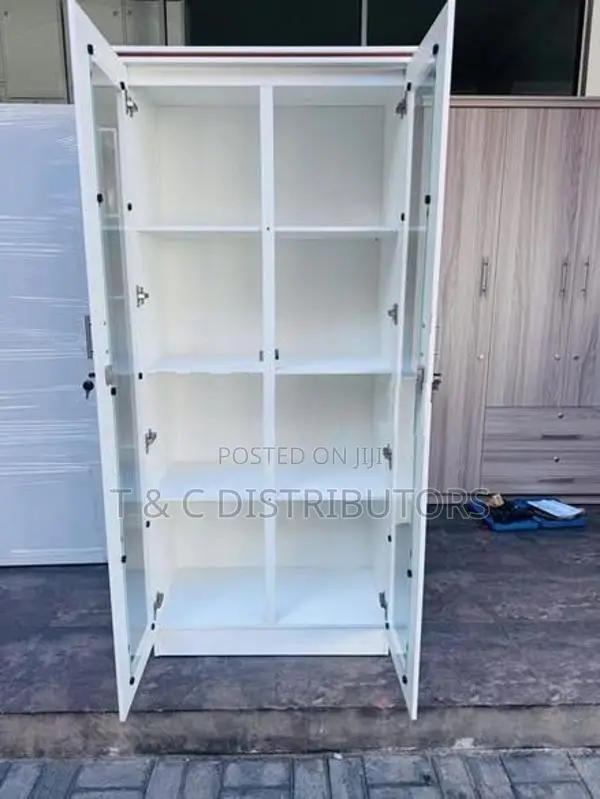White Glass Melamine Book Cupboard