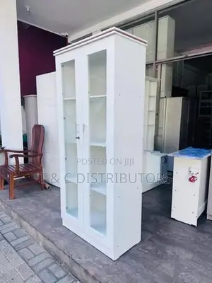White Glass Melamine Book Cupboard