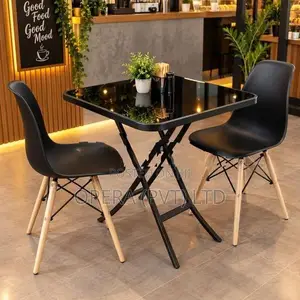 Modern Coffee Table 2 Black Chairs