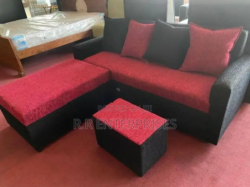 New Red/ Black Sofa Set with Stool Pillow