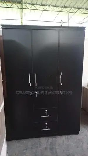 New Melamine 3 Door Black Colour Cupboard 6*4 Ft Wardrobe L