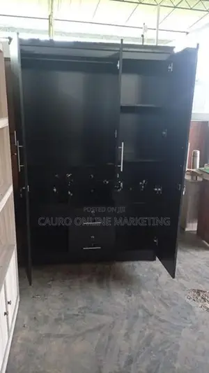 New Melamine 3 Door Black Colour Cupboard 6*4 Ft Wardrobe L