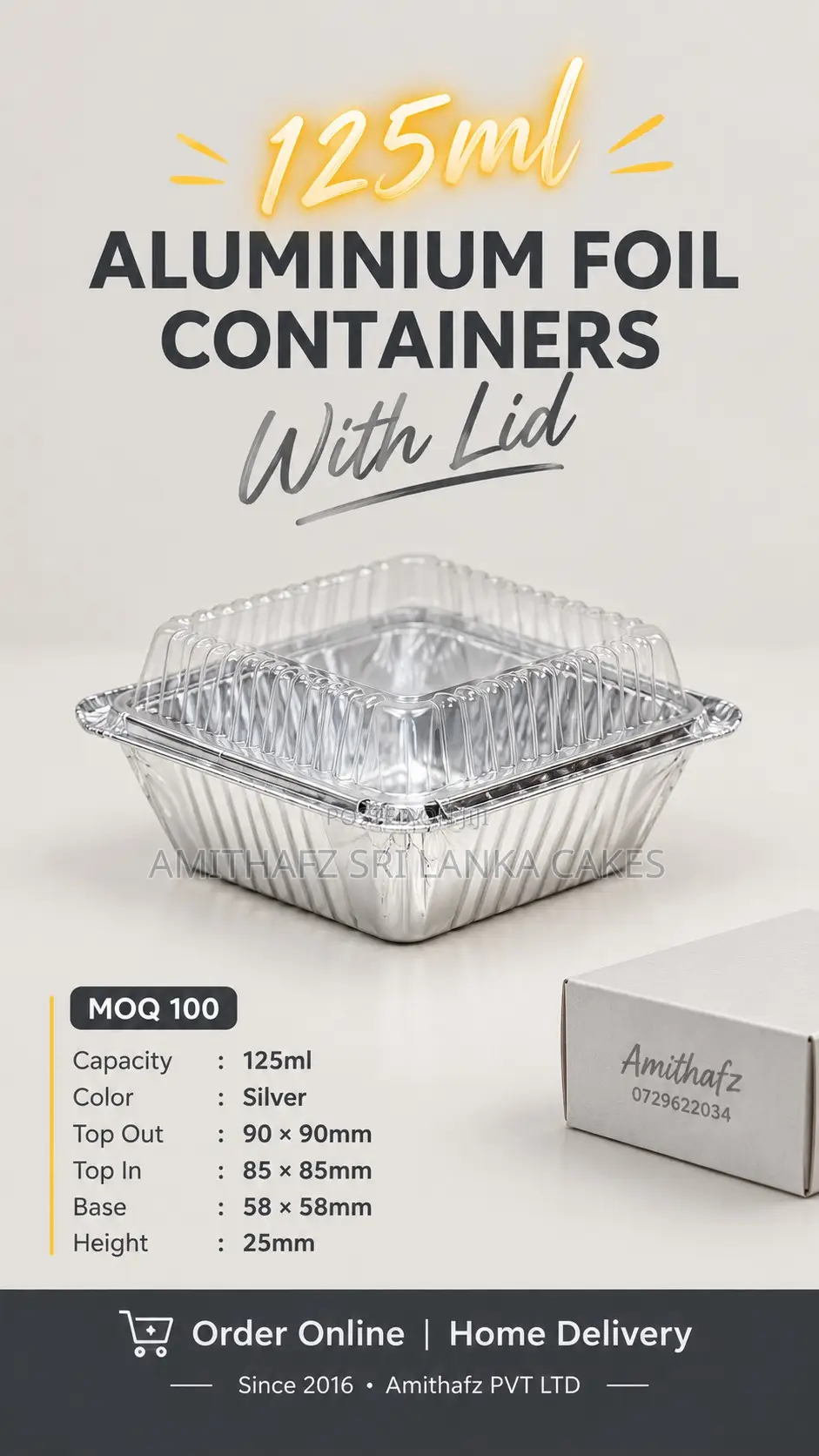 125ml Aluminum Foil Containers With Lid Sri Lanka Buy Online Price