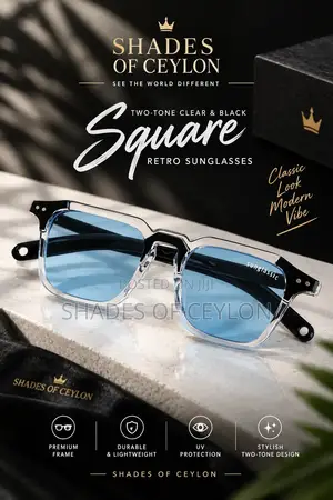 Retro-Style Square Blue-Tinted Fashion Shades