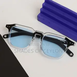 Retro-Style Square Blue-Tinted Fashion Shades