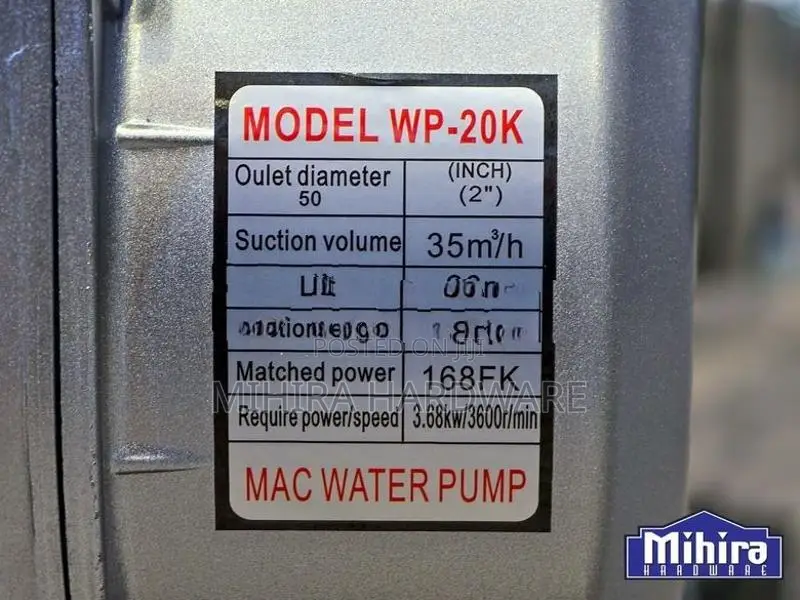 2" MAC WP20K Kerosene Engine Water Pump / Motor Robin Type Petrol Star