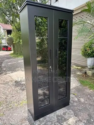 Black Glass Office Cupboard 2D
