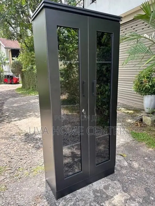 Black Glass Office Cupboard 2D