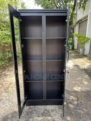 Black Glass Office Cupboard 2D