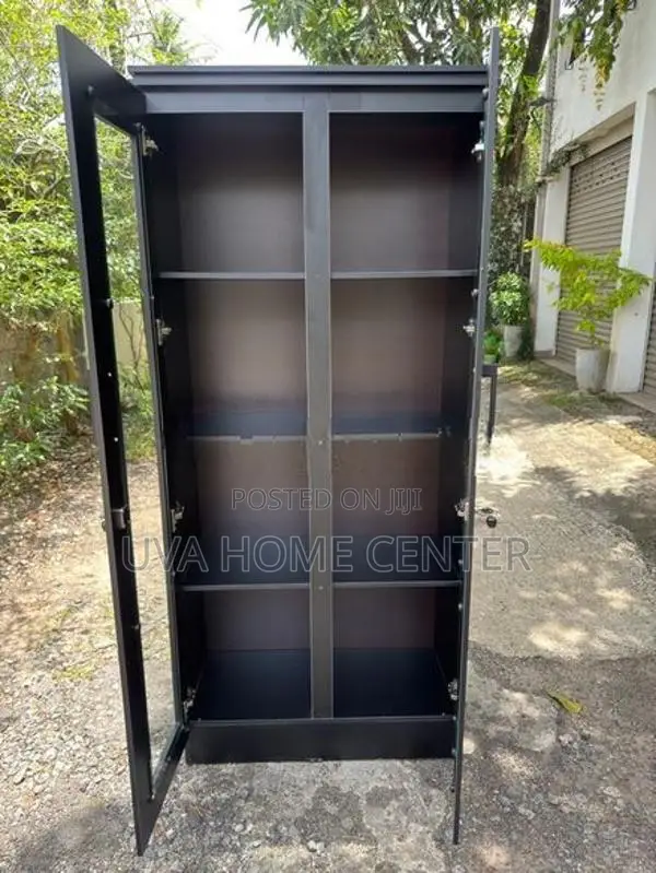 Black Glass Office Cupboard 2D