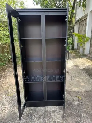 Black Glass Office Cupboard 2D