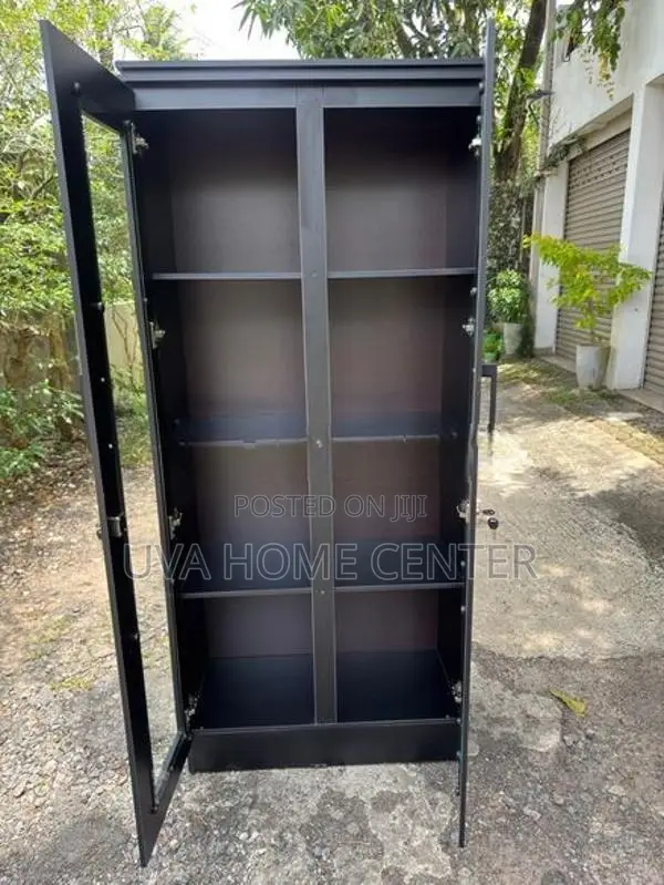 Black Glass Office Cupboard 2D